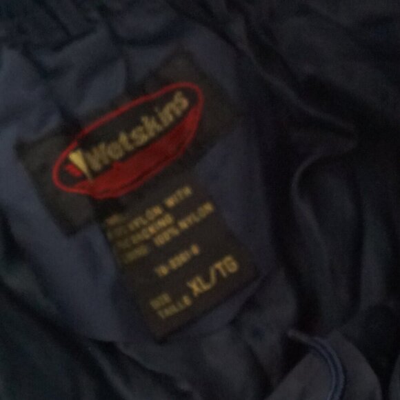 Vintage Wetskins Navy 100% Nylon Pvc Backing Waterproof Elastic Waist Pants XL - Picture 9 of 9
